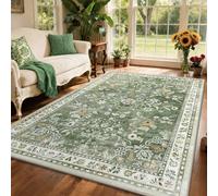 Yamaziot 6x9 Washable Area Rug for Living Room Floral Carpet Sage Green