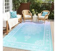 Yamaziot Outdoor Rug 5x8 Ft, Waterproof Plastic Straw Patio Rug, Reversible Backyard Carpet Portable RV Mat Clearance, Large Indoor Outdoor Rug for Patio, Porch, Deck, Balcony, Blue-Purple