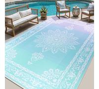 Yamaziot Outdoor Rug 9x12 Ft, Waterproof Plastic Straw Patio Rug, Reversible Backyard Carpet Portable RV Mat Clearance, Large Indoor Outdoor Rug for Patio, Porch, Deck, Balcony, Blue-Purple