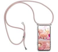 YAMCCCSE Mobile Phone Lanyard Case for Sony Xperia 1 IV with Strap, Transparent Mobile Phone Chain Case with Cord for Hanging, Mobile Phone Pendant Necklace Lanyard Case - Rose Gold