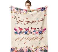 Yamco Butterfly Gifts for Women - Gifts for Women Birthday Unique - Christian Gifts 60"x 50" Blanket - Religious Gifts for Female - Bible Verse Throw Blankets - Inspirational Gift Ideas for Women