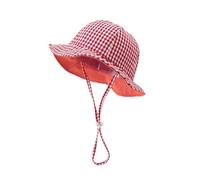 YAMEE Baby Sun Hat for Boys Girls, Reversible Plaid Bucket Hat, Breathable Cotton Summer Beach Hat for Toddler 3-20 Months (UK, Alpha, One Size, Red)