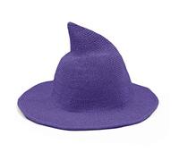 YAMEE Kids Halloween Witch Hat for Boys Girls, Foldable Wide Brim Wool Wizard Hat for Halloween Party Cosplay Costume (Purple)