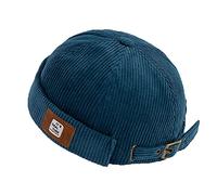 YAMEE Men's Docker Cap Hats Skullcap Beanie Worker Sailor Cap Brimless Cap Rolled Cuff Retro Fashion Brimless Hat with Adjustable (DZM92-Blue)