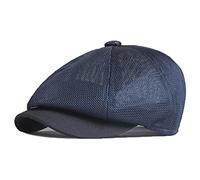YAMEE Mesh 8-Panel Pork Pie Hats for Men Boy Cap Breathable Summer Hat Adjustable (Blue)