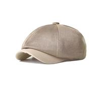 YAMEE Mesh 8-Panel Pork Pie Hats for Men Boy Cap Breathable Summer Hat Adjustable (Khaki)