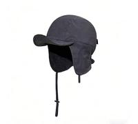 YAMEE Quick-Drying Warm Fleece Lined Trapper Hat with Brim for Men Women Ear Flaps Winter Baseball Cap Bomber Hats for Outdoor (UK, Alpha, One Size, Black)