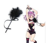 YameiS Bow Feather Sports Whisk with Tickle Feather Suitable for Beginner Entertainment Tool (Black)