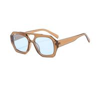 YAMEIZE 70s Retro Double Bridge - Pilot Sunglasses for Women Men - Classic Hexagonal Sunglasses Square Eyewear Driving