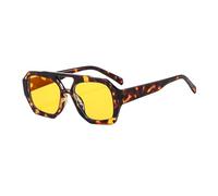 YAMEIZE 70s Retro Double Bridge - Pilot Sunglasses for Women Men - Classic Hexagonal Sunglasses Square Eyewear Driving