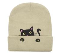YAMEIZE Cute Cat Beanie Knitted Hats for - Women Girl Beanie Hat Soft Cat Knitted Hat Winter Skull Cap Warm Hat Outdoor White