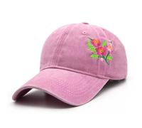 YAMEIZE Embroidered Floral Washed Baseball Cap - for Women Men Flower Sun Hat Retro Cotton Breathable Baseball Hat UV Protection Travel Outdoor