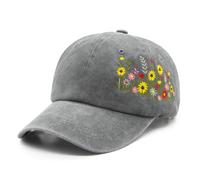 YAMEIZE Flower Print Hat for Women Men Vintage Adjustable Washed Embroided Hat Trucker Baseball Cap Summer