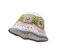 YAMEIZE Handmade Crochet Bucket Hat for Women - Hollow Flower Knitted Bucket Hat Beanies Crochet Hat Woven Foldable Cute Fishing Hat White