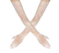 YAMEIZE Long Lace Gloves Women Formal Mesh Floral Wedding Elbow Length Gloves for Bride Tea Party Opera