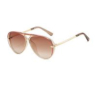 YAMEIZE Oversized 70s Pilot Sunglasses for Women Men Retro Double Bridge Round Vintage Large Big Frame Punk Sun Glasses UV400 (Brown Gradient Brown)