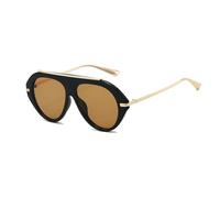 YAMEIZE Oversized Retro Pilot Sunglasses for - Women Men Vintage 70s Round Double Bridge Sunglasses UV400 Protection Shade Driving (Black Light Brown)