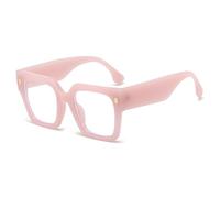 YAMEIZE Oversized Square Blue Light Glasses - Blue Light Blocking Glasses Computer Glasses Thick Frame Glasses, light pink, One Size