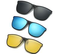 YAMEIZE Polarized 3 Pair Clip on - Sunglasses for Women Men Clip on sunglasses Flip up UV400 Protection Glasses Driving Travelling Fishing…