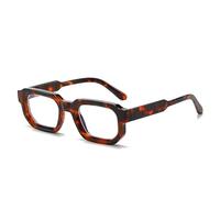 Yameize Rectangle Blue Light Blocking Glasses for Women & Men - Small Vintage Octagon Clear Lens Computer Glasses (Leopard Clear)