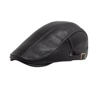 YAMEIZE Retro Adjustable Flat Cap for - Men Women Newsboy Hat Ivy Cap Trendy Beret Peaky Flat Cap Driving (UK, Alpha, One Size, Black)