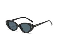 YAMEIZE Retro Cat Eyes Small Oval Sunglasses - for Women Men Classic Style Oval Glasses Vintage Shades UV400 Protection Outdoor (Black Grey)