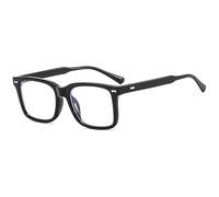 YAMEIZE Retro Large Square Blue Light Blocking Glasses Women Men Rectangle Blue Light Thin Glasses (Black Clear)