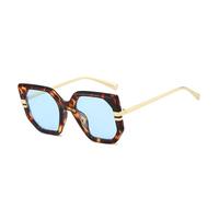 YAMEIZE Retro Oversized Hexagon Sunglasses Women Men Large Gold Square Sunglasses Small Face Metal Frame (Tortoise Shell Blue)