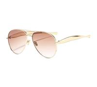 YAMEIZE Retro Oversized Sunglasses for Women Men 70s Pilot Gold Sunglasses Oversized Double Bridge Metal Big Frame Trendy Sun Glasses UV400