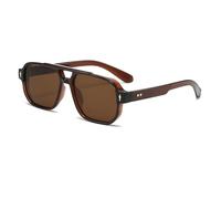 YAMEIZE Retro Pilot Double Bridge Rectangle - Sunglasses for Women Men Classic Style Square Vintage Eyewear UV400 Protection Driving Outdoor