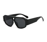 YAMEIZE Retro Pilot Sunglasses Women Men 70s Double Bridge Vintage Oversized Sunglasses Chunky Shades UV400 (Black Grey)