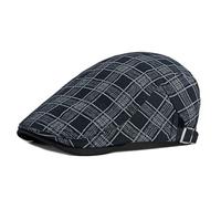 YAMEIZE Retro Plaid Men Flat Cap - Newsboy Hat - Baker Boy's Ivy Adjustable Flat Cap Trendy Cabbie Beret Hat Peaky Cotton Driving