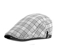 YAMEIZE Retro Plaid Men Flat Cap - Newsboy Hat - Baker Boy's Ivy Adjustable Flat Cap Trendy Cabbie Beret Hat Peaky Cotton Driving