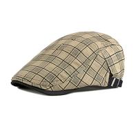 YAMEIZE Retro Plaid Men Flat Cap - Newsboy Hat - Baker Boy's Ivy Adjustable Flat Cap Trendy Cabbie Beret Hat Peaky Cotton Driving