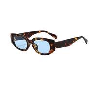 YAMEIZE Retro Rectangle Hexagonal Sunglasses for Women Men Vintage Oval Cat Eye Narrow Sunglasses 90s UV400 (Tortoise Shell Blue)