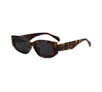 YAMEIZE Retro Rectangle Hexagonal Sunglasses for Women Men Vintage Oval Cat Eye Narrow Sunglasses 90s UV400 (Tortoise Shell Black)