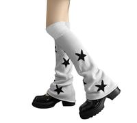 YAMEIZE Retro Warm Leg Warmer for Women Men (White Star)