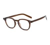 YAMEIZE Round Blue Light Glasses for Women Men Small Frame Fashion Oval Blue Light Blocking Eyeglasses for Computer Gaming Reading (Brown)