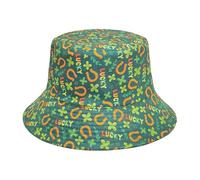 YAMEIZE St. Patrick’s Day Green Leaf - Bucket Hat for Women Men Irish Sun Hat Double-Side-Wear Reversible Green Fisherman Hat Costume Travel Beach Party