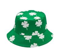 YAMEIZE St. Patrick’s Day Green Leaf - Bucket Hat for Women Men Irish Sun Hat Double-Side-Wear Reversible Green Fisherman Hat Costume Travel Beach Party