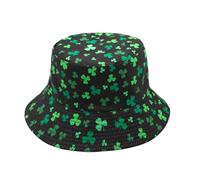 YAMEIZE St. Patrick’s Day Green Leaf - Bucket Hat for Women Men Irish Sun Hat Double-Side-Wear Reversible Green Fisherman Hat Costume Travel Beach Party