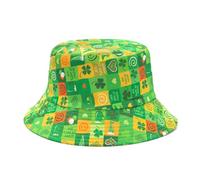 YAMEIZE St. Patrick’s Day Green Leaf - Bucket Hat for Women Men Irish Sun Hat Double-Side-Wear Reversible Green Fisherman Hat Costume Travel Beach Party