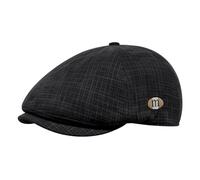 YAMEIZE Stylish Cotton Flat Cap for- Men Women Ivy Newsboy Baker Boy's Peaky Cap Cabbie Beret Hat Flat Cap Driving Outdoor (Black Grid)