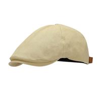 YAMEIZE Stylish Cotton Flat Cap for- Men Women Ivy Newsboy Baker Boy's Peaky Cap Cabbie Beret Hat Flat Cap Driving Outdoor (Khaki)