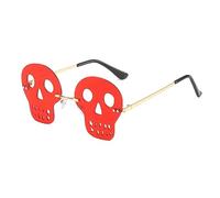 YAMEIZE Trendy Skull Rimless Sunglasses for Women Vintage Metal Frame Festival Rave Glasses