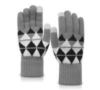 YAMEIZE Winter Gloves for Women Men Thermal Warm Gloves Heated Touch Screen Knitted Velvet Lined for Cold Weather Driving Skiing Outdoor (Grey)