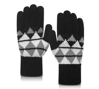 YAMEIZE Winter Gloves for Women Men Thermal Warm Gloves Heated Touch Screen Knitted Velvet Lined for Cold Weather Driving Skiing Outdoor (Black)