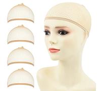 Yamel 4 Pcs Bald Caps Stocking Wig Caps Blonde Mesh Net Wig for Women | Hair Net for Wigs, Great for Daily Music Festival Party Halloween Cosplay, Ultra-thin Mesh Breathable Invisible Nylon