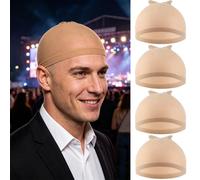 Yamel 4 Pcs Bald Caps Stocking Wig Caps Nude Stretchy Nylon Wig for Pitbull Mr Worldwide Music Festival Party Accesory