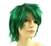 Yamel Anime Wig Dark Green for Cosplay Party, Synthetic Layered Short Hair Wigs with Bangs, Pastel Wigs for Women Men Adult